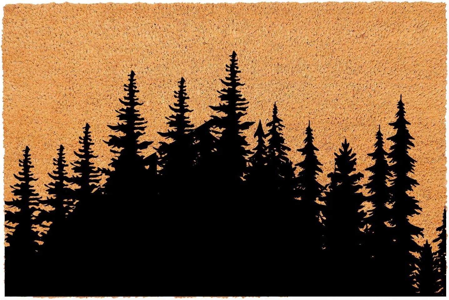 Funny Coir Doormat Tree Line Forest Landscape Front Door Mats Entryway Outdoor Mat with Heavy Duty Front Porch Welcome Mats Entry Natural Coir Brown Prank Novelty Gift Outdoor Mat 23.7x15.7 inch