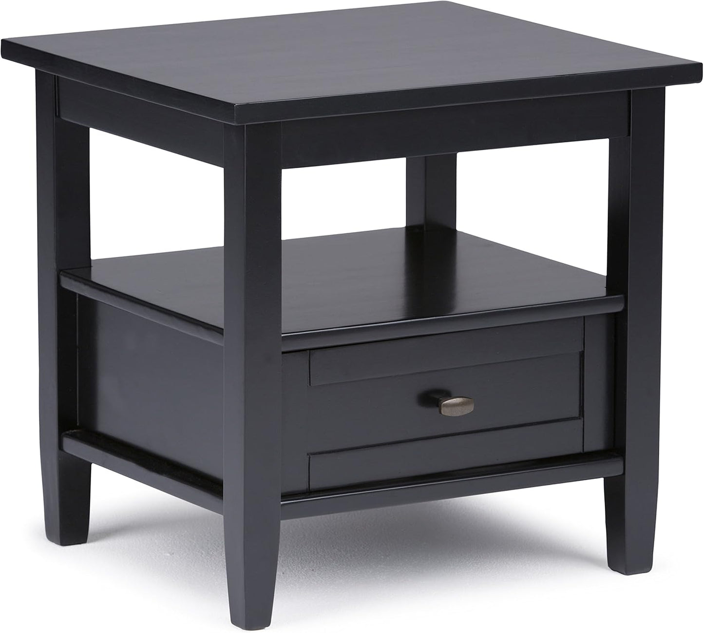 SIMPLIHOME Warm Shaker SOLID WOOD 20 inch Wide Rectangle Transitional End Side Table in Black for the Living Room and Bedroom