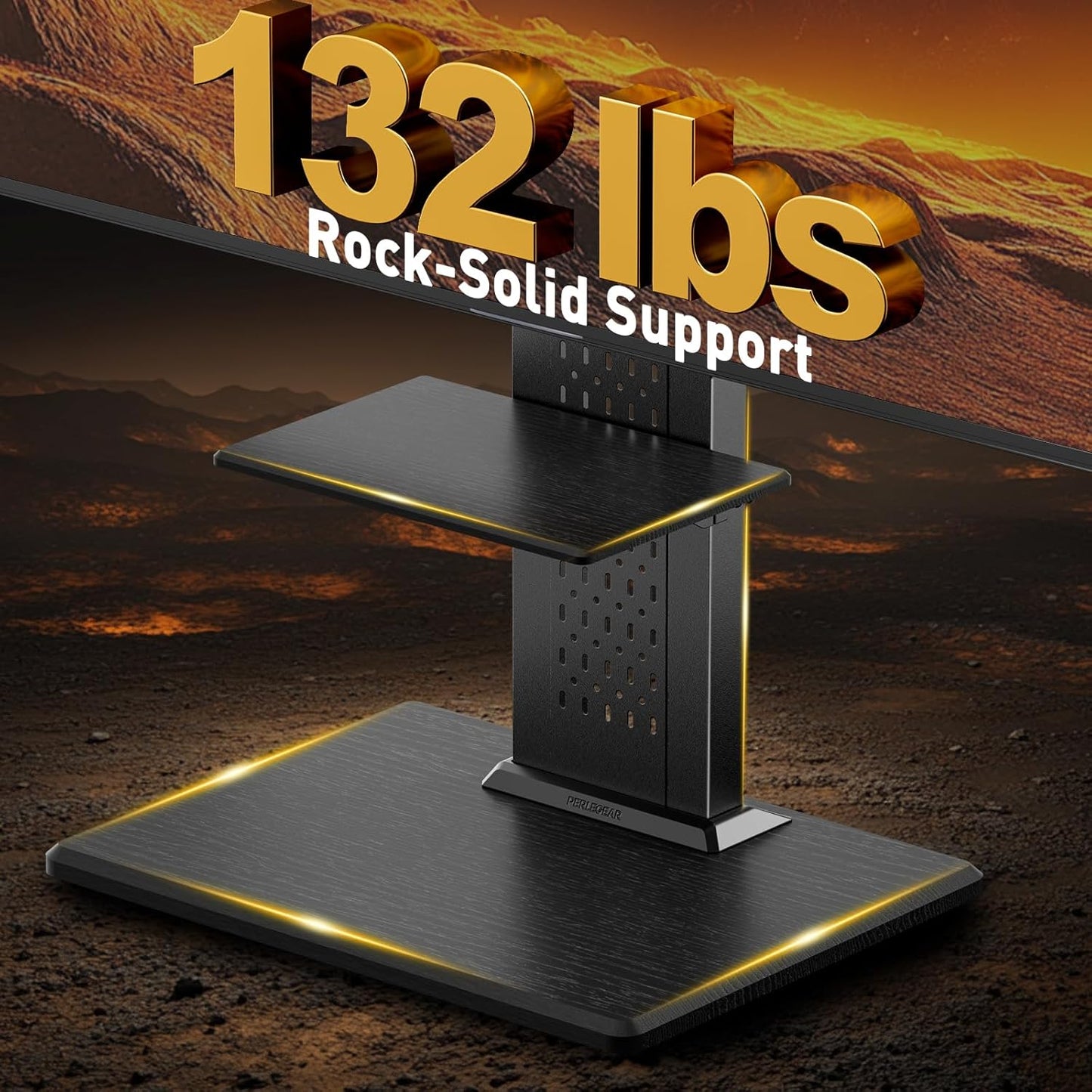 Perlegear Floor TV Stand with Mount for 32-86" TVs up to 132 lbs, Tall TV Stand with Pegboard and 6 Height Settings, TV Swivel Stand with Wooden Base, Max VESA 600x400mm PGFS13