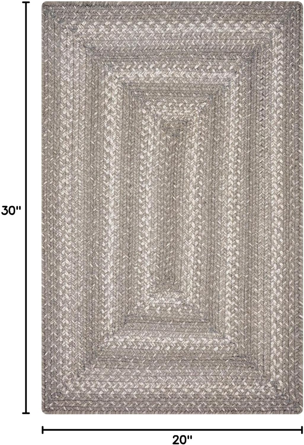 Grey Cloud Jute Braided Rugs, 20x30 Rectangle - Grey, Warm Farmhouse Decor, Perfect for Laundry Rooms, Bathrooms and Entryways - Durable and Easy to Clean