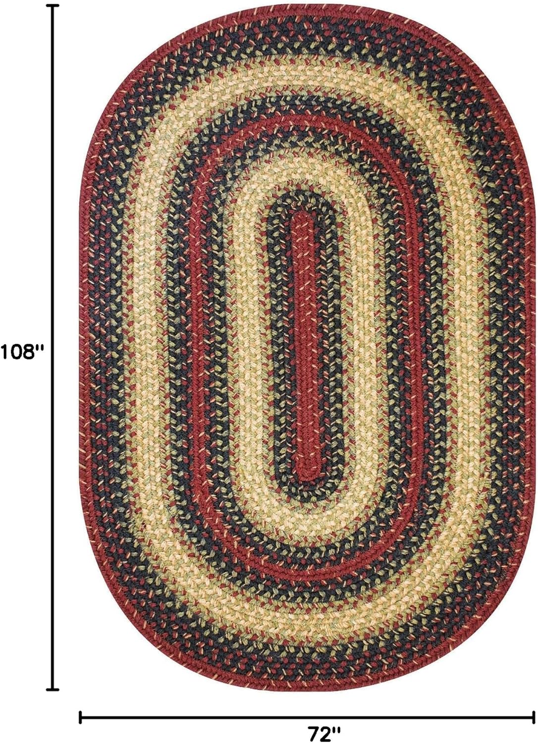 Highland Multi Color Oval Braided Rug, 6x9' - Handmade with Jute, Warm Country and Lodge Decor, Perfect for Living Rooms and Dining Rooms - Pet Friendly and Easy to Clean