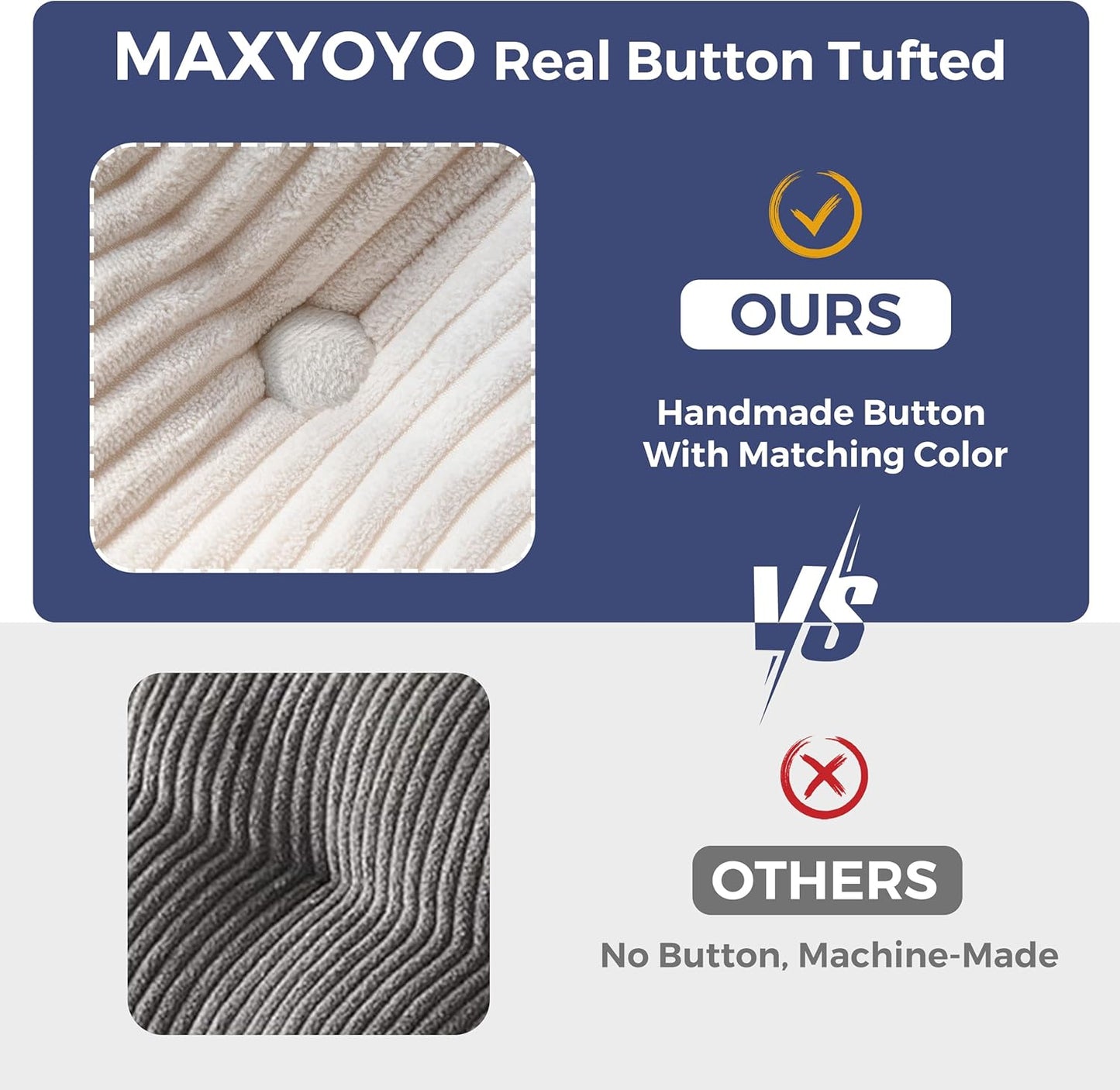 MAXYOYO Living Room Chair for Adults, Upholstered Floor Sofa with Armrests, Boneless Chair with Tufted Cushion & Backrest, Sofa in A Box, Bean Bag Couch for Bedroom Living Room, Dorm, Beige