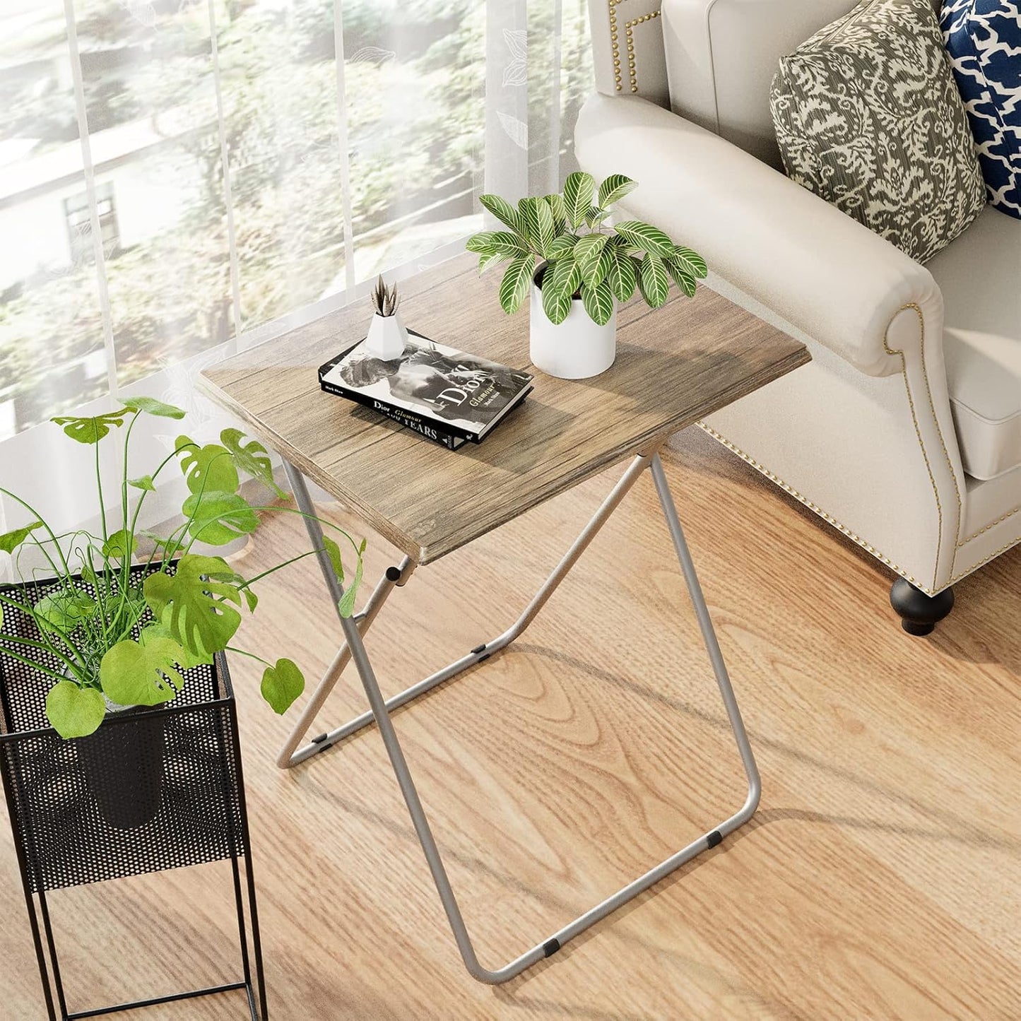 Garden 4 you Portable Folding TV Tray Table TV Dinner Tray with Sturdy MDF,Eating Trays for Living Room with No Assembly Required 15 x 18.9 x 26in (3D,1PC)