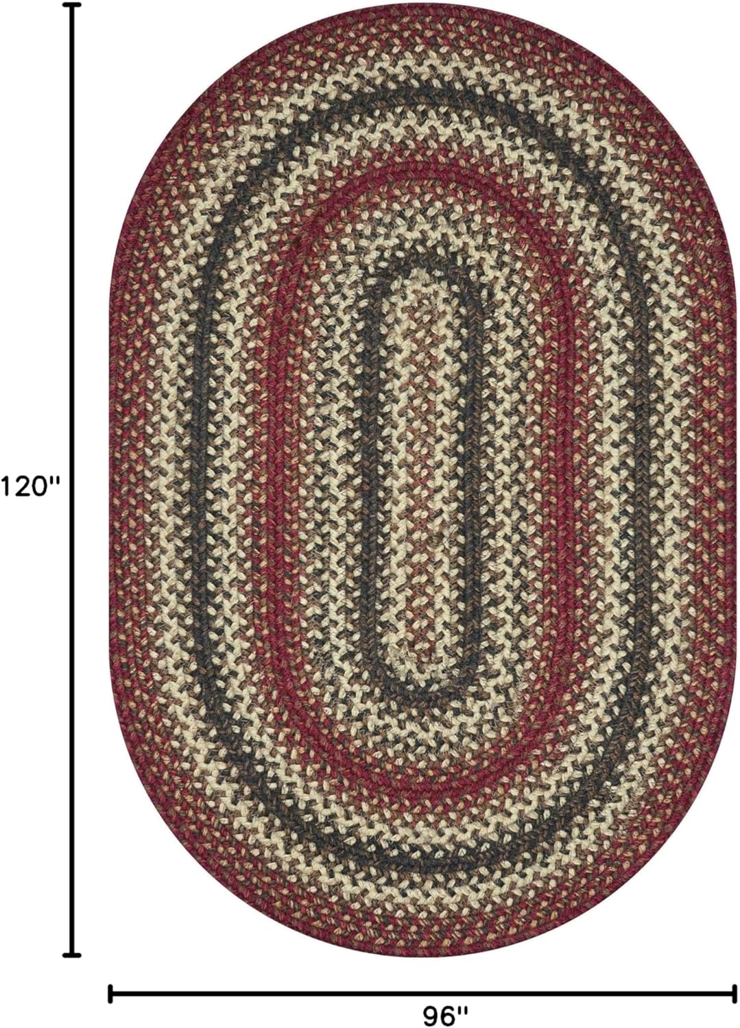 Homespice Chester Country Rugs for Living Room 8x10' Oval Braided Rug