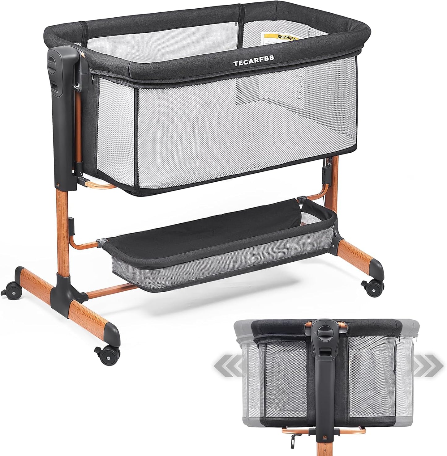 Baby Bassinet, 3 in 1 Bedside Sleeper for Newborn, Bedside Bassinet for Baby with 6 Adjustable Height, Soft Mattress, Compact, Easy to Fold