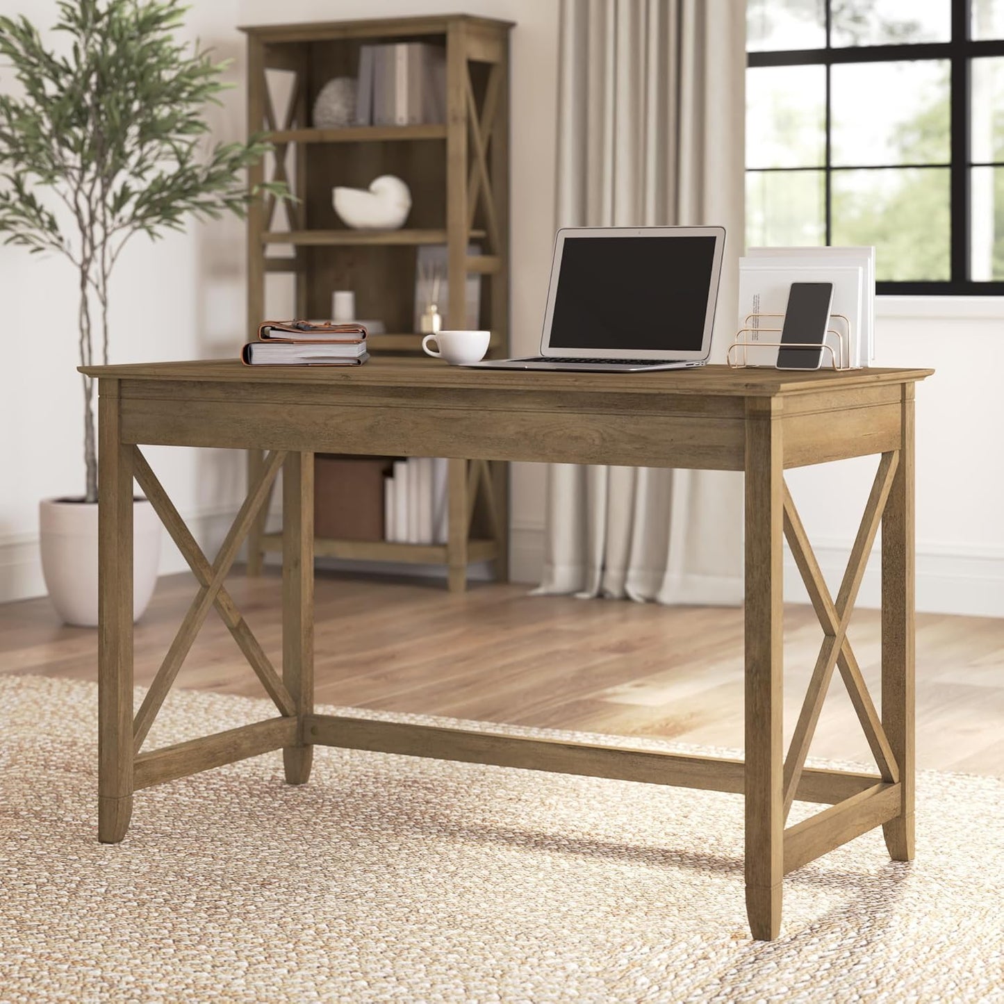 Bush Furniture Key West 48W Writing Desk in Reclaimed Pine