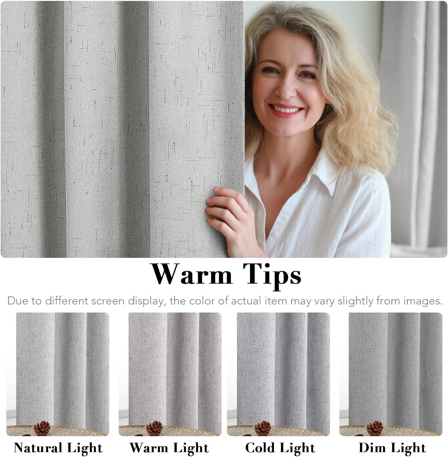 H.VERSAILTEX 100% Blackout Curtains for Bedroom Thermal Insulated Linen Textured Curtains Heat and Full Light Blocking Drapes Living Room Curtains 2 Panel Sets, Glacier Gray, 52x54 Inch