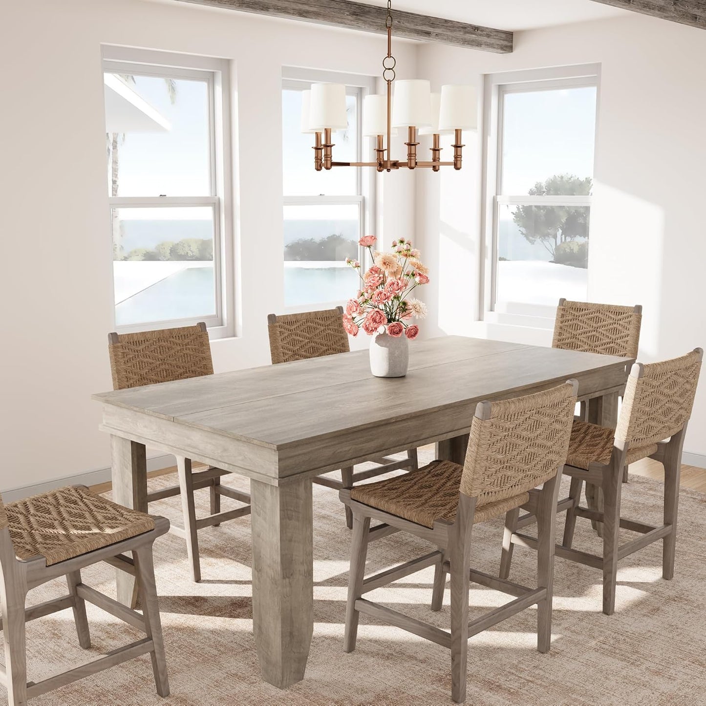 GarveeHome Farmhouse Dining Table for 6-8 People, 71" Long Gray Kitchen Tables with Wooden Sturdy Frame, 6 Ft Large Rectangular Dinner Table for Living Room, Kitchen, Dining Room