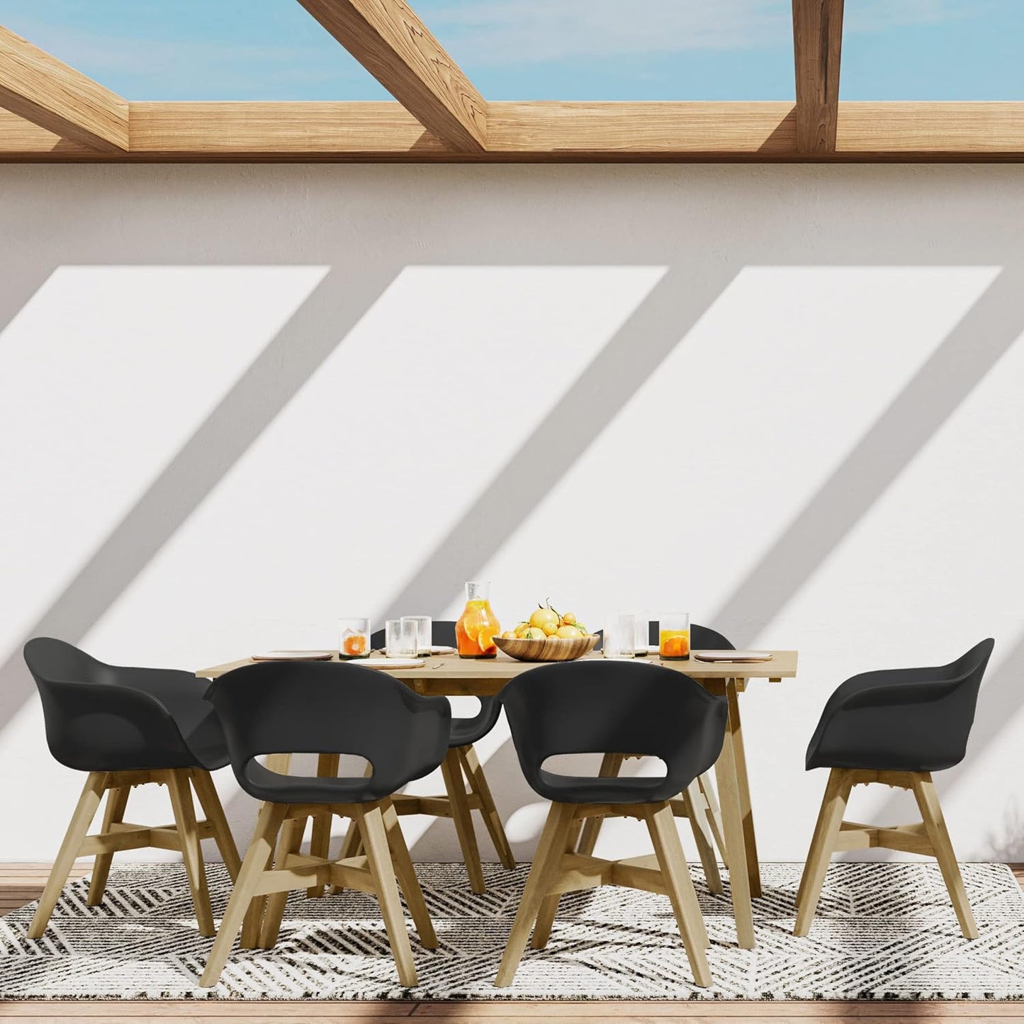 SIMPLIHOME Kona SOLID ACACIA WOOD 65 inch Wide Rectangle Contemporary Outdoor Dining Table in Light Teak for the Dining Room