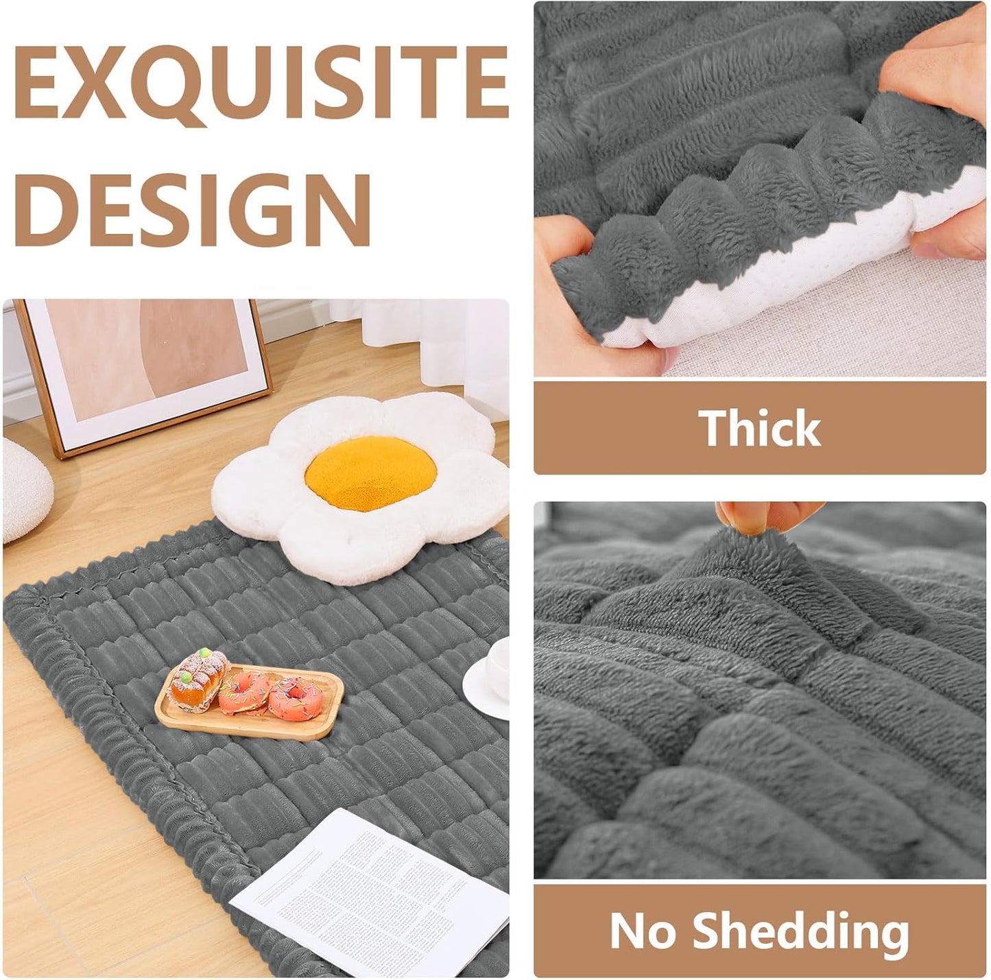 Smiry Couch Cover for Dogs Washable, Non Slip Fuzzy Pet Couch Covers for 3 Cushion Sofa Pet Friendly, Thick Soft Sofa Slipcovers Cushion Protector (Dark Grey, 27.6" x 59")