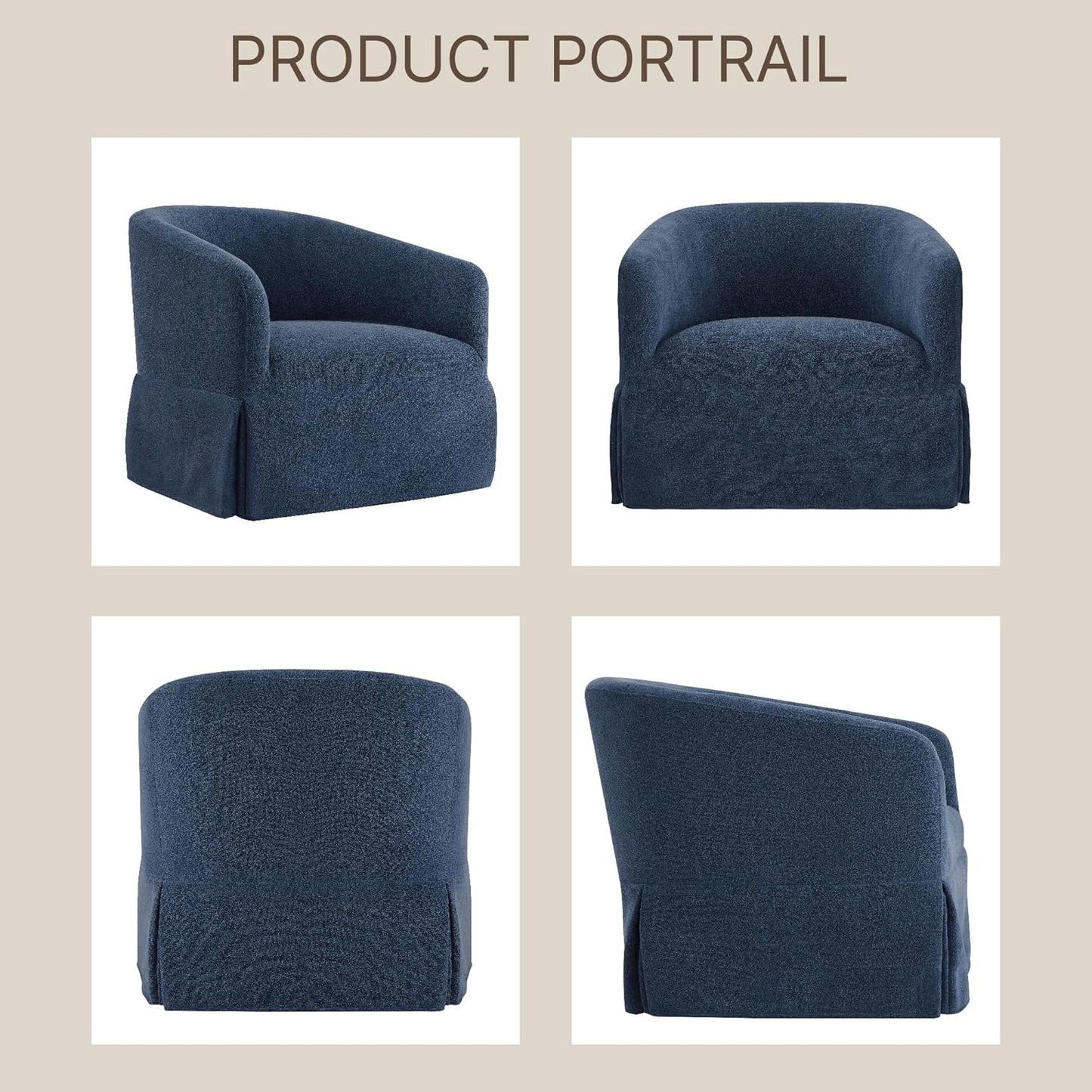Swivel Accent Chair Set of 2, 360 Degree Performance Fabric Armchair Modern Barrel Chairs Armchair for Living Room Bedroom Home and Office,Blue