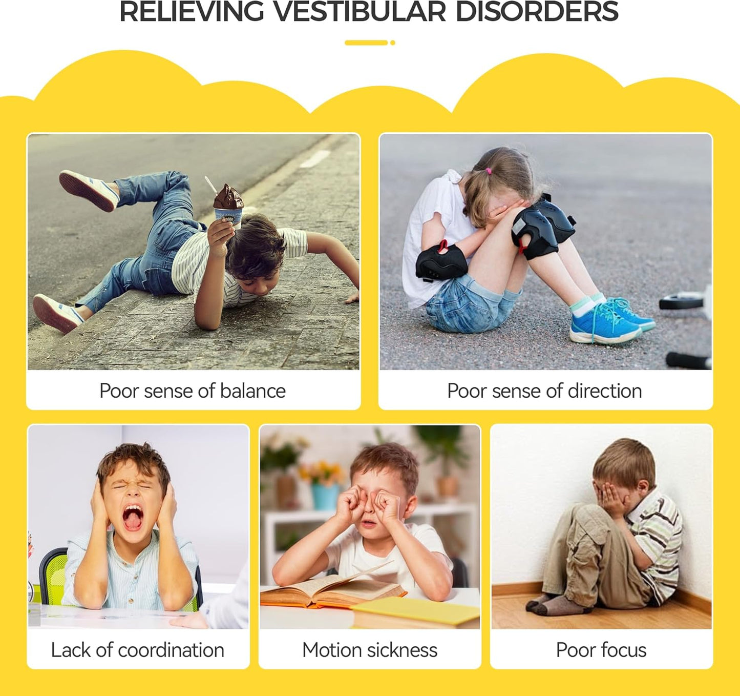 Swivel Chair for Kids, 360° Spinning Seat, Toddler Sit and Spin Wobble Chair, Sensory Balance Toys, Autism ADHD Chairs, Play Equipment Relief Motion Sickness for Boys Girls (Yellow)