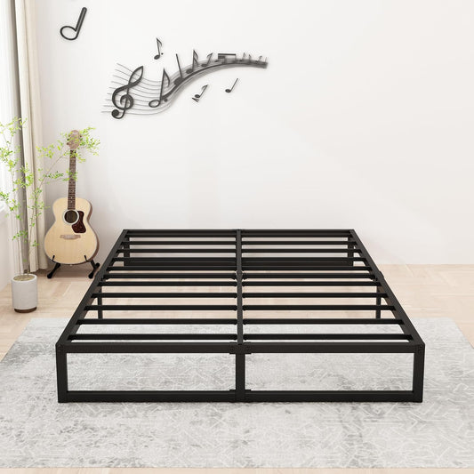 8 Inch Full Bed Frame No Box Spring Needed, Heavy Duty Metal Platform Beds with Sturdy Steal Slats for Mattress Foundation, Easy Assembly, Noise Free, Black