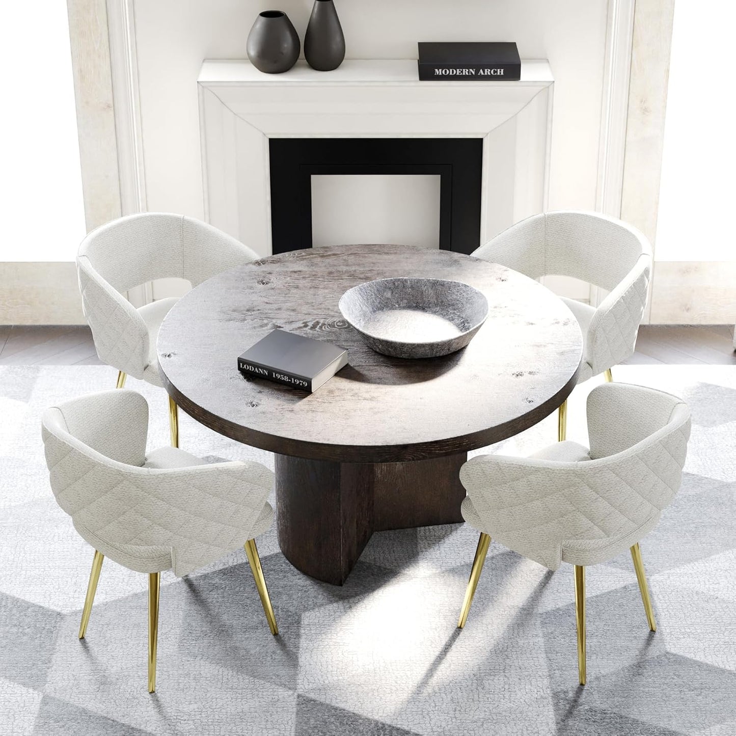 Ottomanson Dining Chair, Set of 2, Beige/Gold