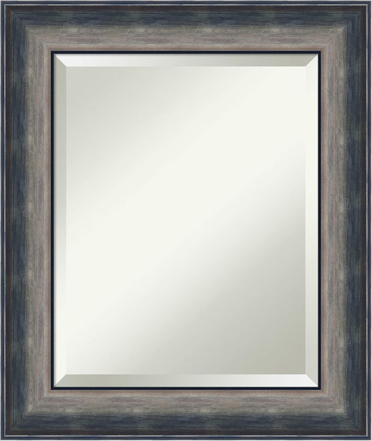 Amanti Art Silver Bathroom Mirror for Over Sink, 26x22 Quicksilver Scoop Rectangle Vanity Mirror, Small Casual Wood Frame, Hangs Horizonally and Vertically, Bathroom Wall Decor, Beveled Edge