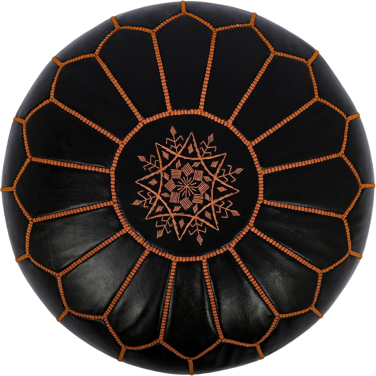Marrakesh Gallery Genuine Leather Round Pouf Unstuffed - Moroccan Ottoman Footstool, Footrest Cover - Boho Decor - Bohemian Living Room, Bedroom, Kids Room, Gift & Wedding