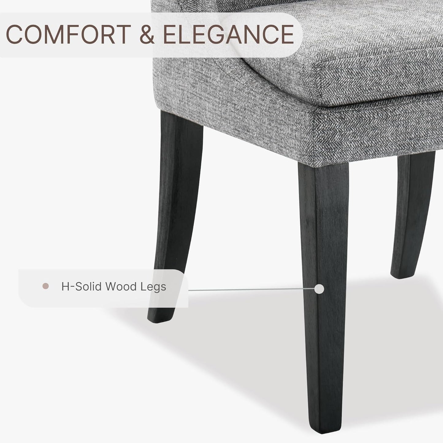 Upholstered Dining Chairs Modern Sidechair Performance Fabric High Back Armlesschair for Diningroom Kitchen,Dark Grey,Set of 2(1 Box)