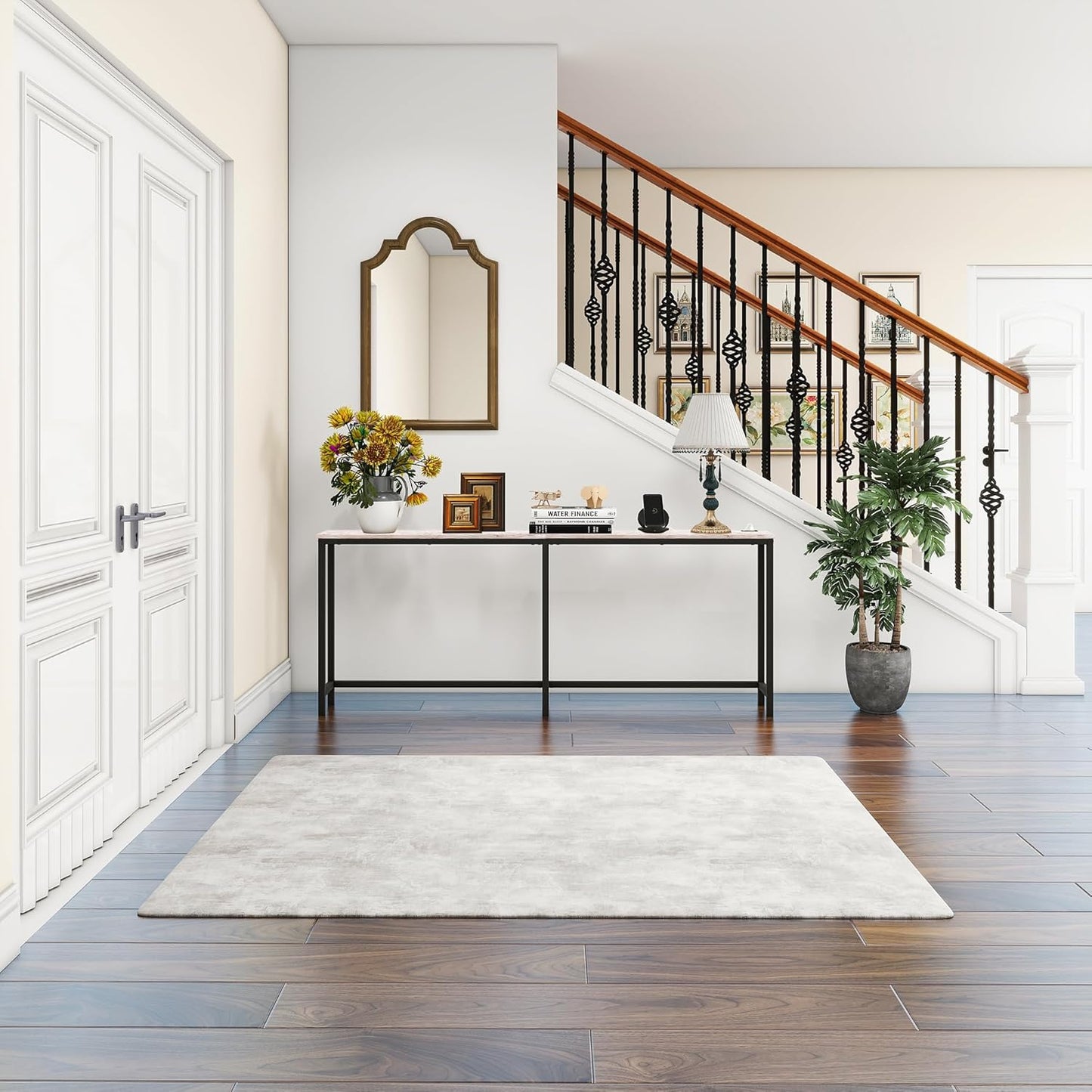 HOMERECOMMEND 70.8 Inch Console Table with USB Ports, Sofa Table with Charging Station, Narrow Entryway Table, Skinny Hallway Table,Maple