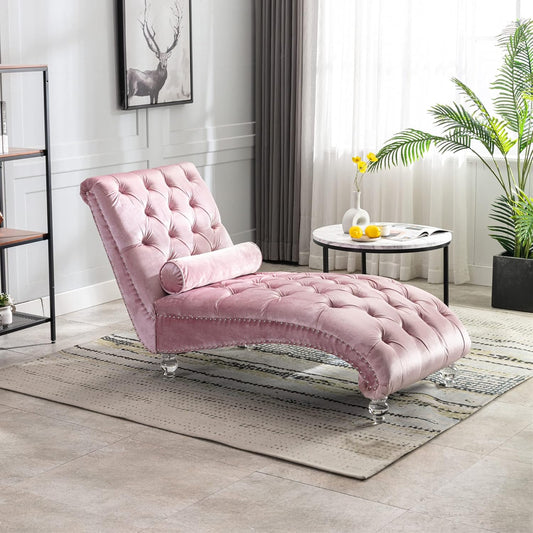 HomSof Modern Armless Velvet Chaise Lounge Indoor Chair with Solid Acrylic Legs