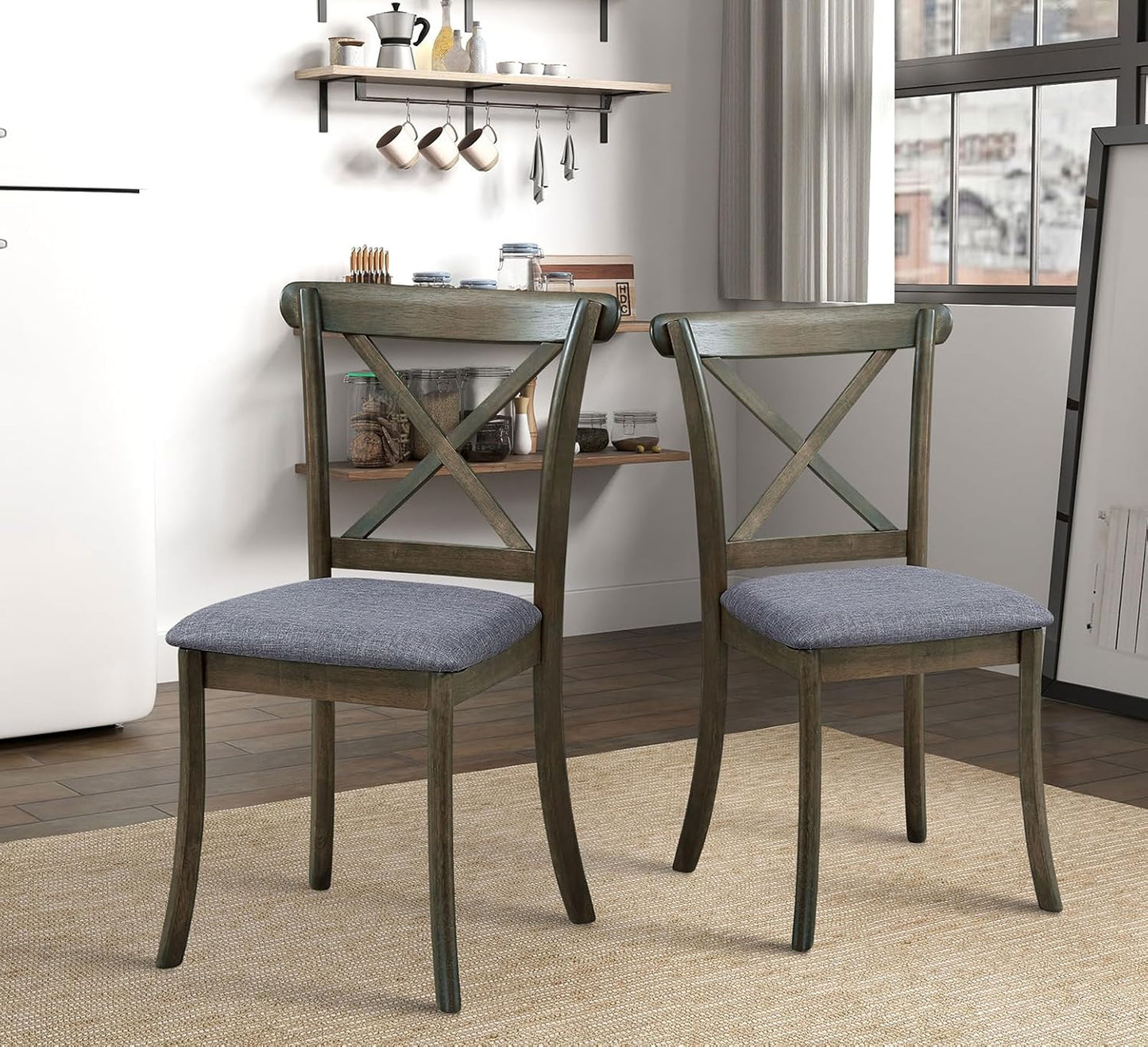 Wooden Dining Chairs Set of 2, Kitchen Chairs Upholstered Dining Chair, Farmhouse Dining Chairs for Dining Table, Max Load 300 Lbs,Oak