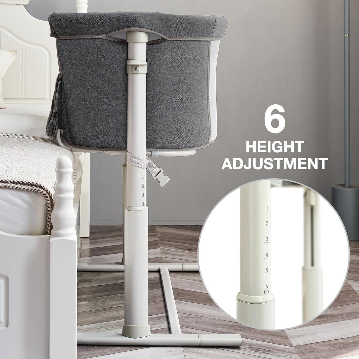 RONBEI Baby Bassinet Bedside Sleeper, Easy to Assemble Bassinets for Baby/Infants, Height Adjustable Bedside Bassinet for Newborn Baby