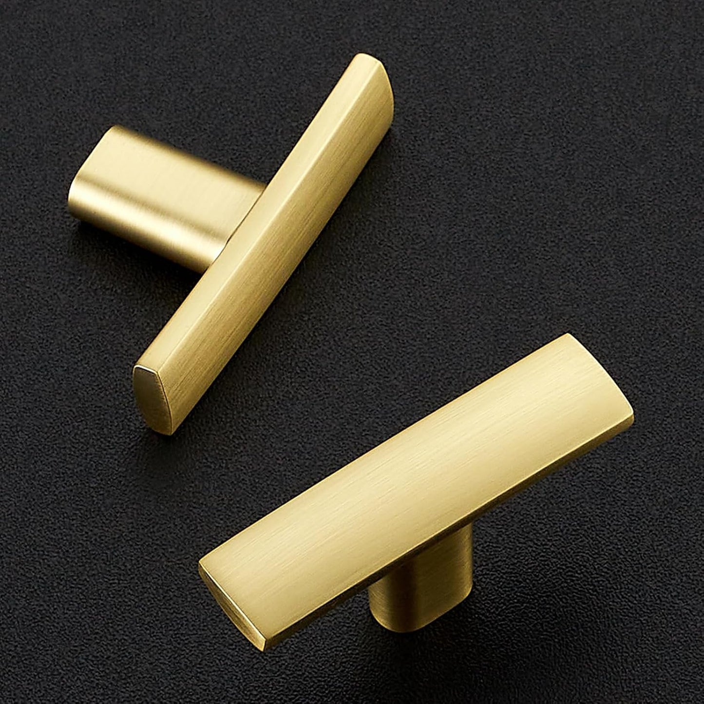 10 Pack Cabinet Handles Single Hole - Curved Cabinet Knobs Brushed Brass Drawer Pulls for Kitchen Cupboard Solid Pulls for Dresser Drawer Arch Closet Hardware