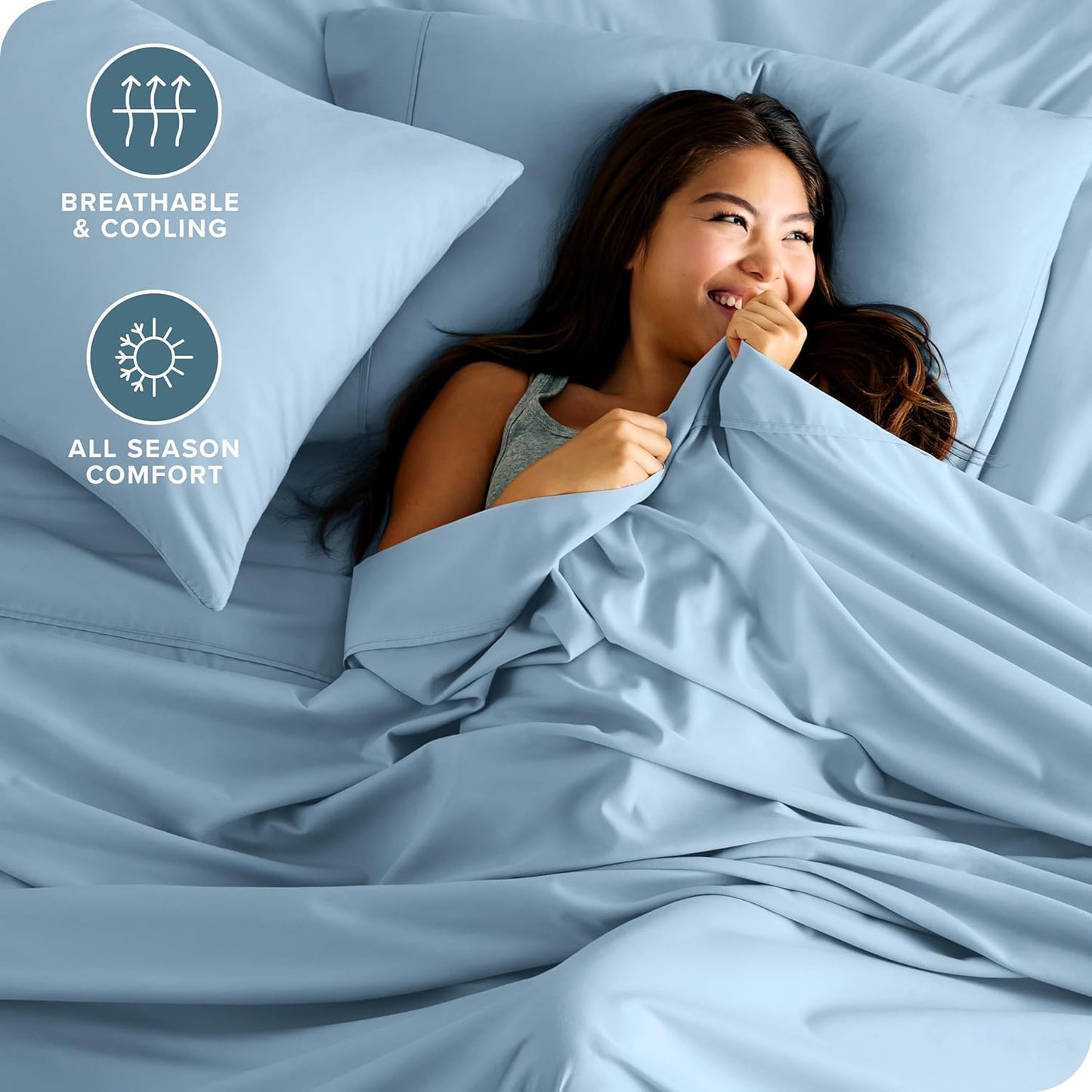 Bare Home Twin XL Sheet Set - College Dorm Size - Luxury 1800 Ultra-Soft Microfiber Twin Extra Long Bed Sheets - Deep Pockets - Easy Fit - Extra Soft - 3 Piece Set - Bed Sheets (Twin XL, Light Blue)