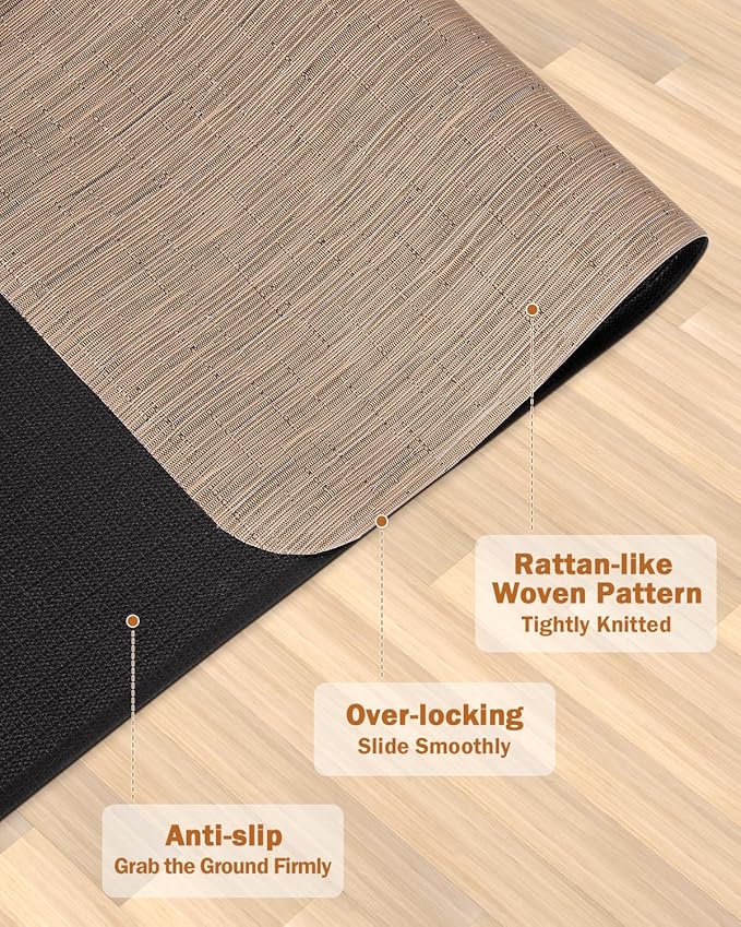 Blvornl Office Chair Mat for Hardwood Floor, 40"*55" Desk Computer Chair Mat for Hard Wood, Large Anti-Slip Hard Floor Protector for Rolling Chair, PVC Desk Rug for Office Red Brown