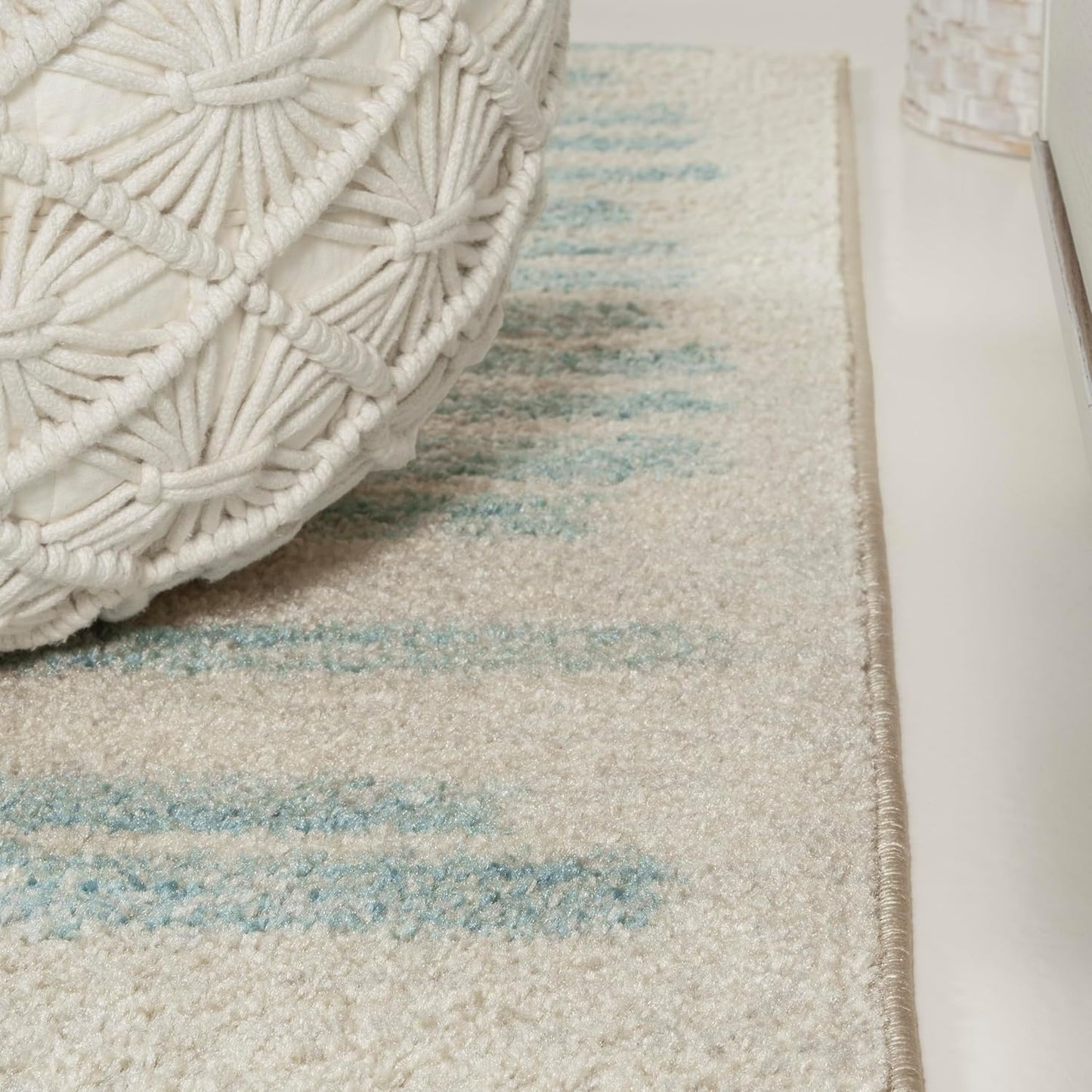 JONATHAN Y Khalil Modern Berber Stripe Cream/Turquoise Indoor Area Rug, 3x5, Contemporary, Bohemian, Easy-Cleaning for Living Room, Bedroom, Kitchen, Pet Friendly, Non-Shedding (MOH207B-3)