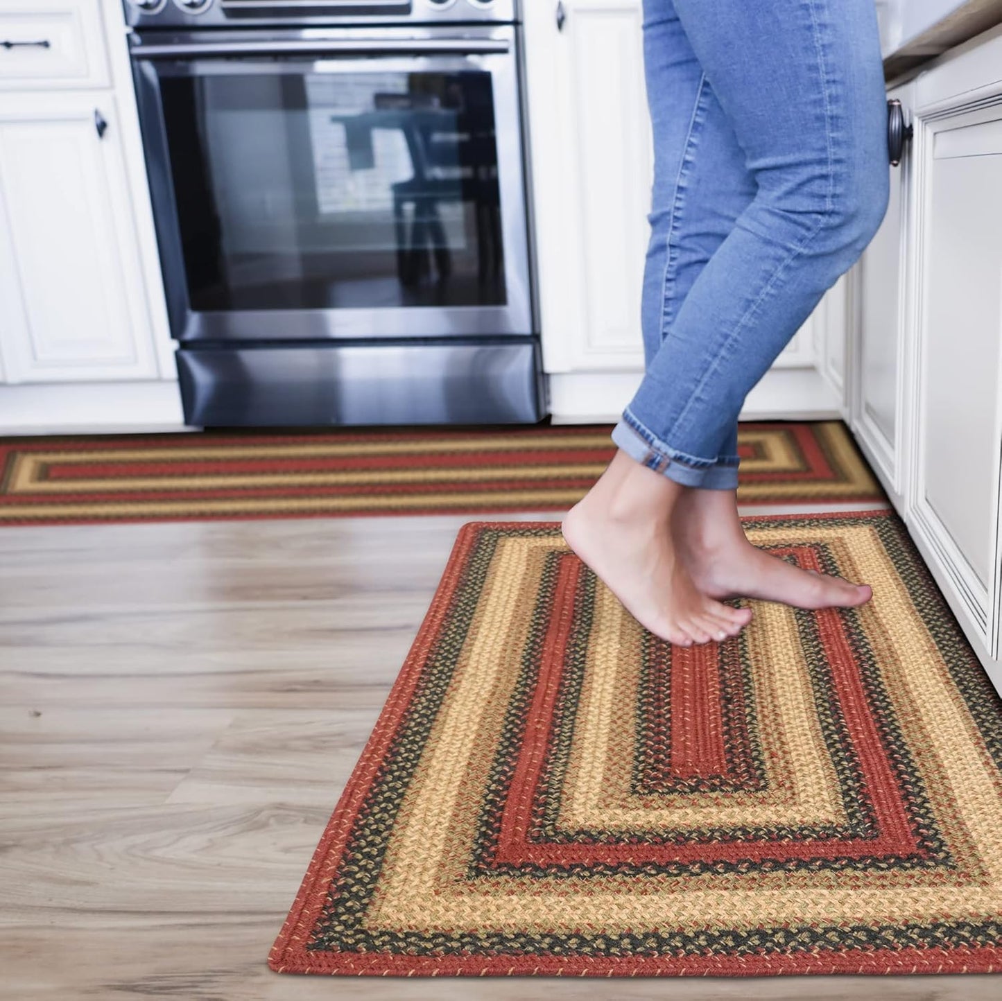 Highland Multicolor Small Braided Rug, 27x45 Rectangle - Handmade with Jute, Warm Country and Cabin Decor, Perfect for Bathrooms and Entryways - Durable and Easy to Clean