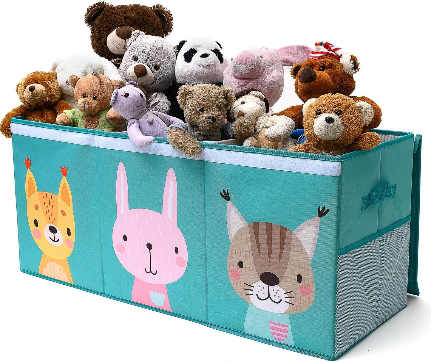 Extra Large Toy Storage Organizer with Lid - Sturdy, Collapsible Toy Chest Storage Box with Cute Design - Toys Bin with Dividers for Kids, Boys, Girls, Nursery, Bedroom, Play room 37"x16"x14"