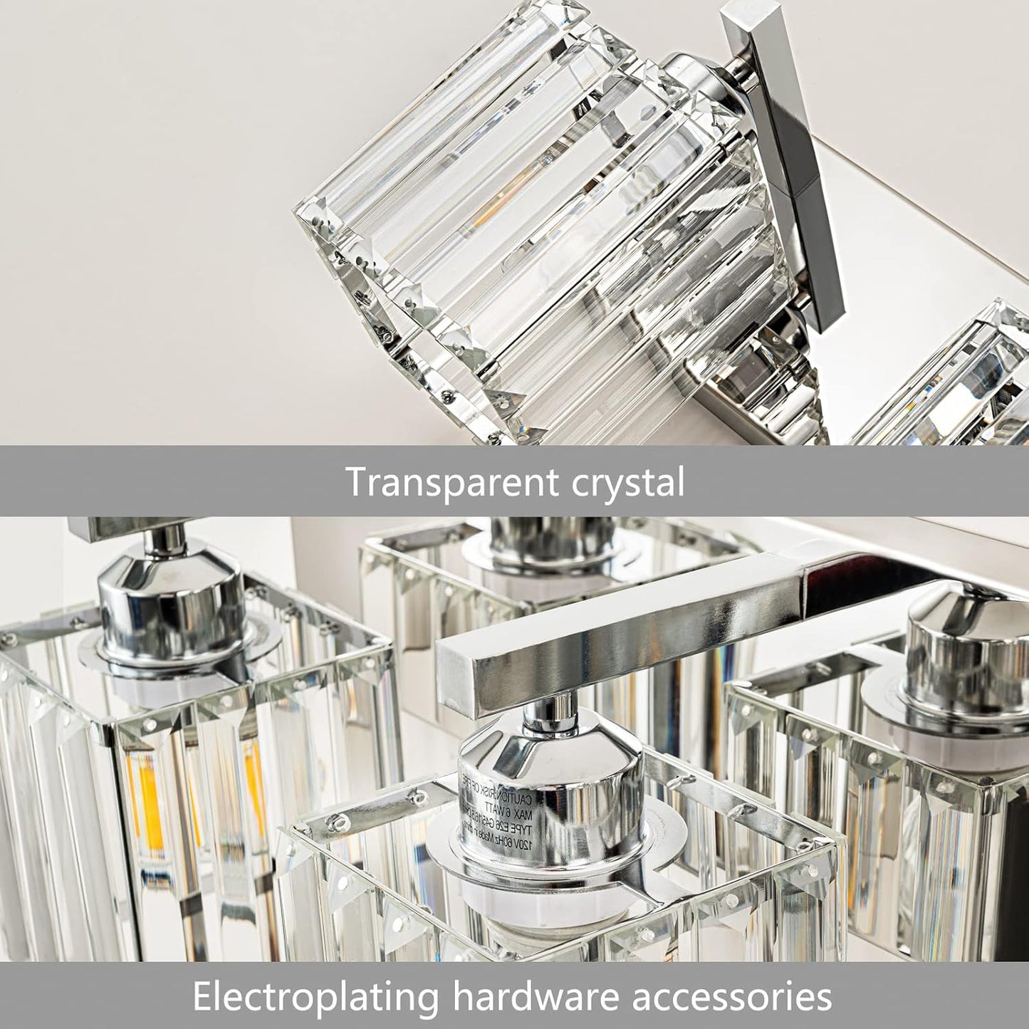 Modern Vanity Light 5-Lights Chrome Crystal Bathroom Wall Light Fixtures