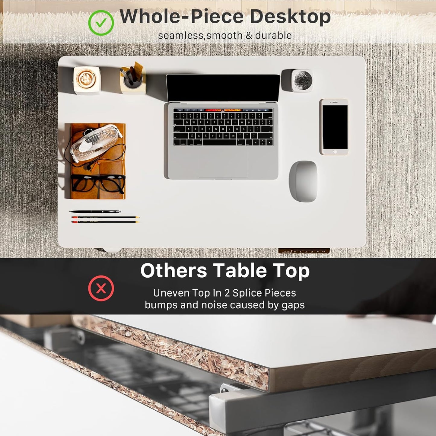 JOY worker Small Electric Standing Desk, 31.5" x 20" Whole Piece Height Adjustable Desk with Memory Controller, White Sit to Stand Workstation for Home Office