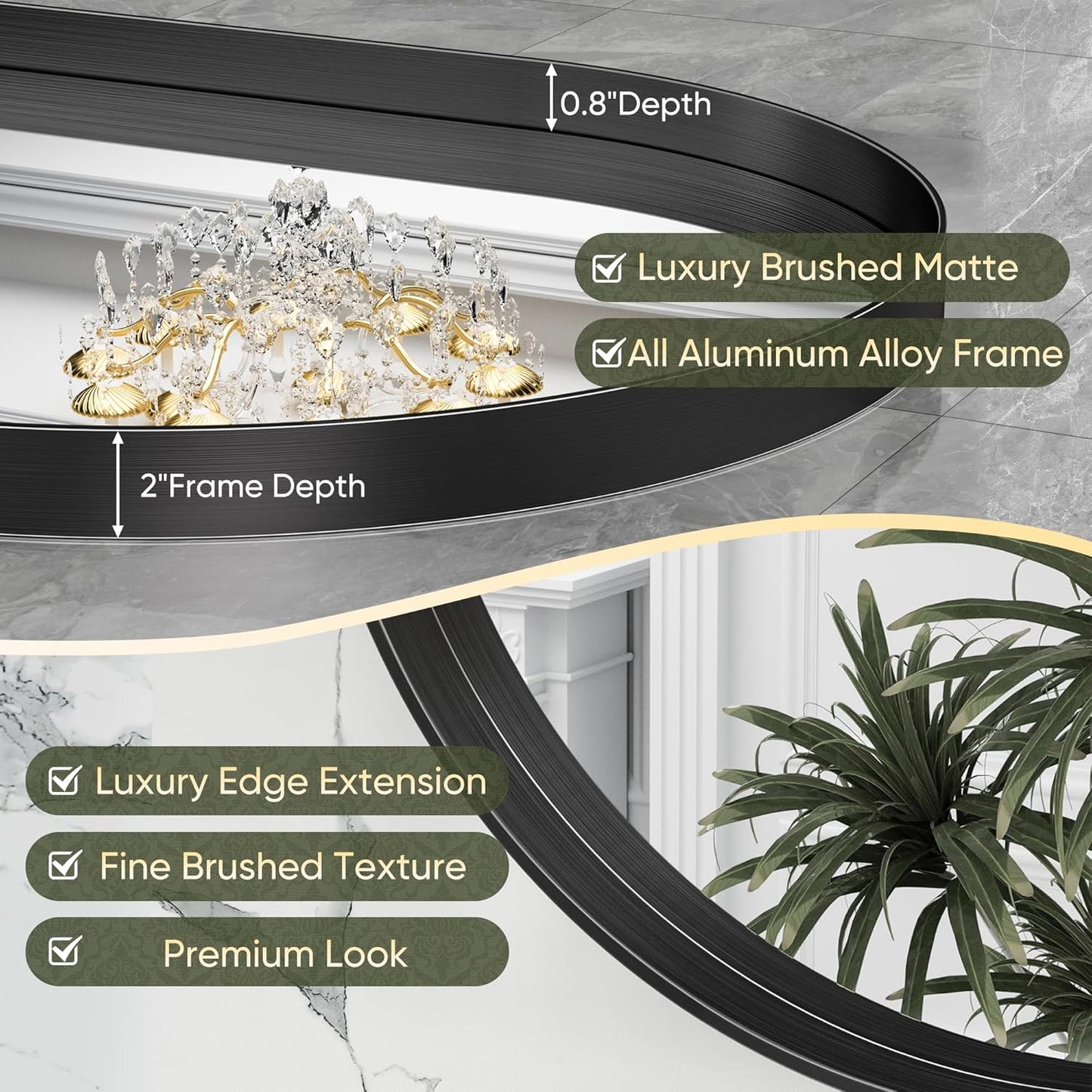 Suidia 22" x 30" Bathroom Mirror, Bathroom Vanity Mirror Metal Framed, Wall-Mounted Mirrors for Bedroom, Living Room, Entryway, Hallway, Black, Oval Style
