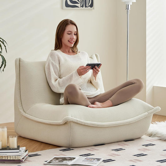 Bean Bag Chairs for Adults Giant BeanBag Chair Sofa Memory Foam Bean Bag Chair Couch with Ergonomic Design for Adults and Kids Home Living Room Bedroom Office Home Gaming Salon(Beige)