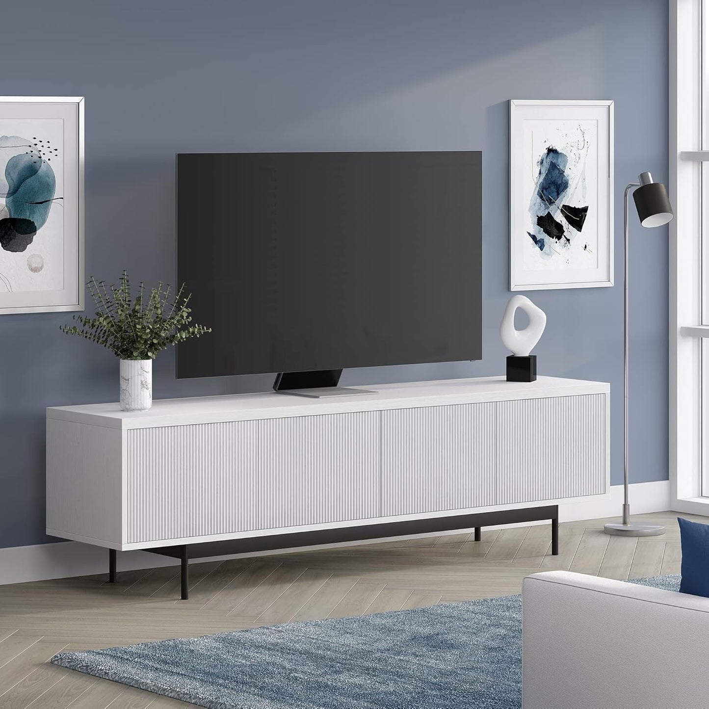 Henn&Hart Whitman, 70'' Rectangular TV Stand, White