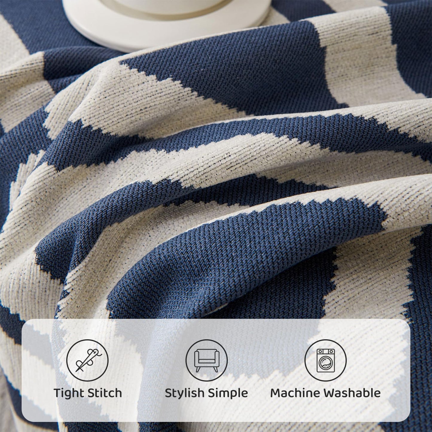 STACYPIK Reversible Boho Blue Beige Couch Cover for 2 Cushion Couch Sofa Cover for Dogs Anti-Scratch Furniture Protector Cover with Tassels for Pet Cat Non-Slip Loveseat Cover for Sectional-71X102IN