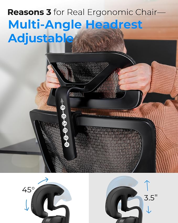 Ergonomic Office Chair - Big & Tall 6'6" Mesh Chair with Dynamic Lumbar Support, 4-in-1 Quick Adjust, 350lbs Capacity - BIFMA Certified Computer Chair for Home Office