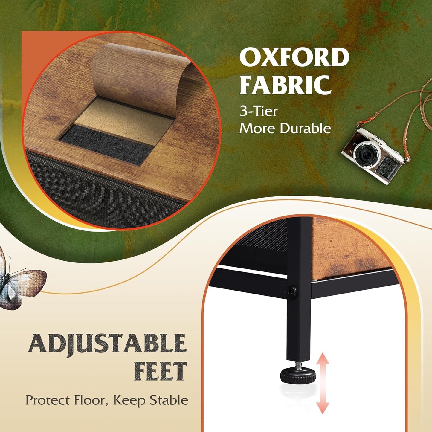 WLIVE Storage Organizer Unit with 11 Fabric Bins, Storage Drawers Organizer with Steel Frame, Tall Storage Tower Organizaton for Living Room, Hallway, Office, Rustic Brown