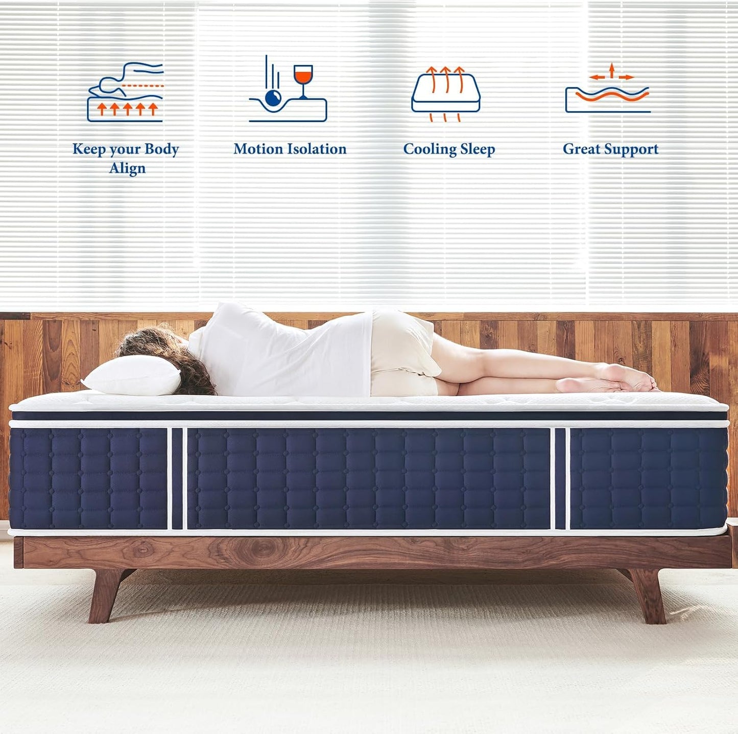 Coolvie Twin Mattress 14 Inch, Hybrid Twin Bed Mattress in a Box, 4 Layer Premium Foam with Pocket Springs for Motion Isolation and Pressure Relieving, Medium Firm Feel, 100-Night Trial