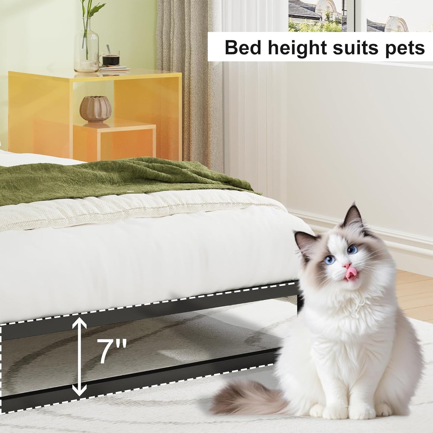 EMODA 7 Inch Twin Bed Frames No Box Spring Needed, Heavy Duty Metal Twin Platform Bed Frame, Noise Free, Easy Assembly, Black