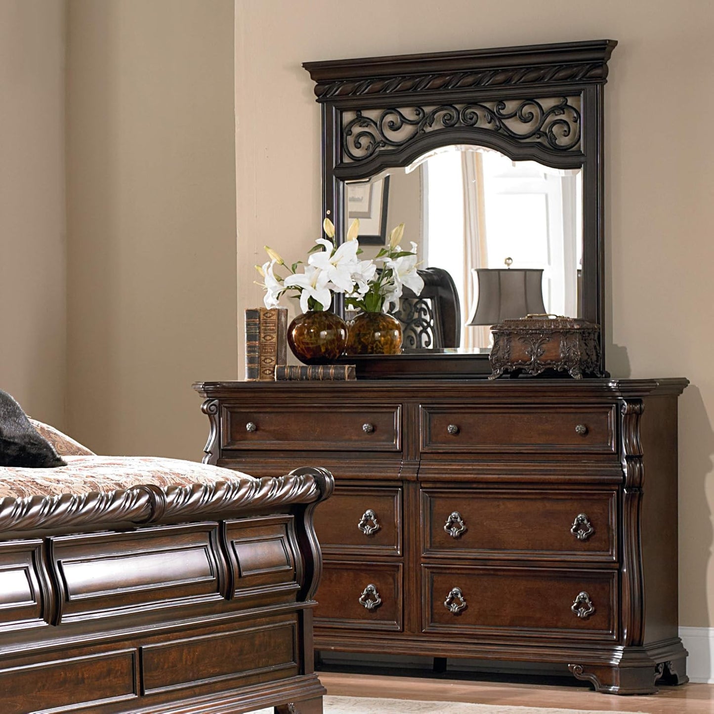 Liberty Furniture Industries Arbor Place Bedroom Landscape Mirror, 46" x 3" x 45", Brownstone Finish