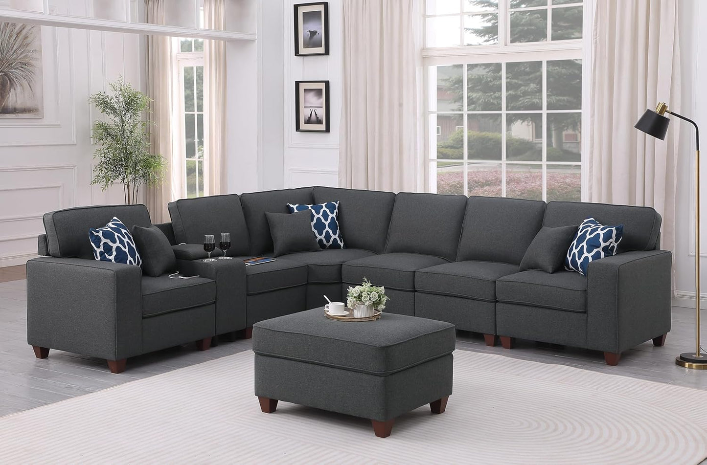 Leio Sectional Modular Sofa with Ottoman for Living Room, Apartment, Bedroom, Office, Dorm