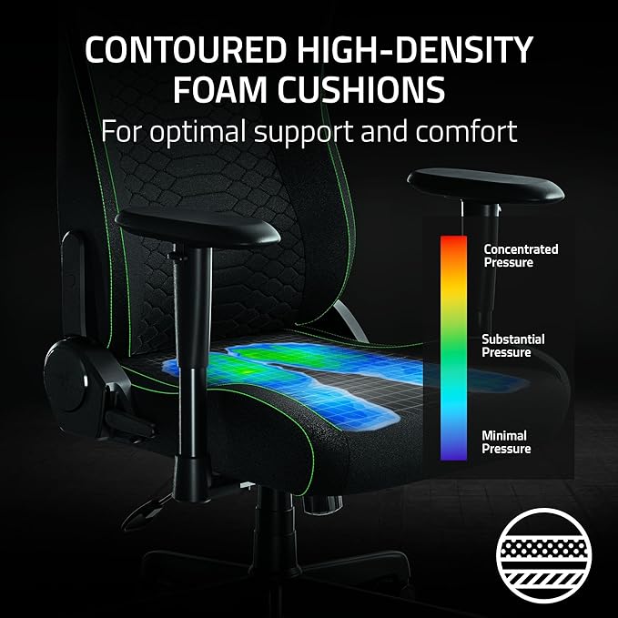 Razer Iskur V2 X Ergonomic Gaming Chair: Built-in Lumbar Support - Widened Seat Base - High Density Foam Cushions - Adjustable 152 Degree Recline - 2D Armrests - Plush Fabric Finish - Black