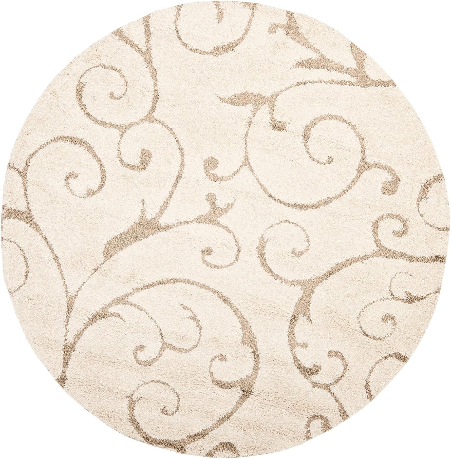 SAFAVIEH Florida Shag Collection Accent Rug - 3'3" x 5'3", Grey, Scroll Design, Non-Shedding & Easy Care, 1.2-inch Thick Ideal for High Traffic Areas in Entryway, Living Room, Bedroom (SG455-8013)