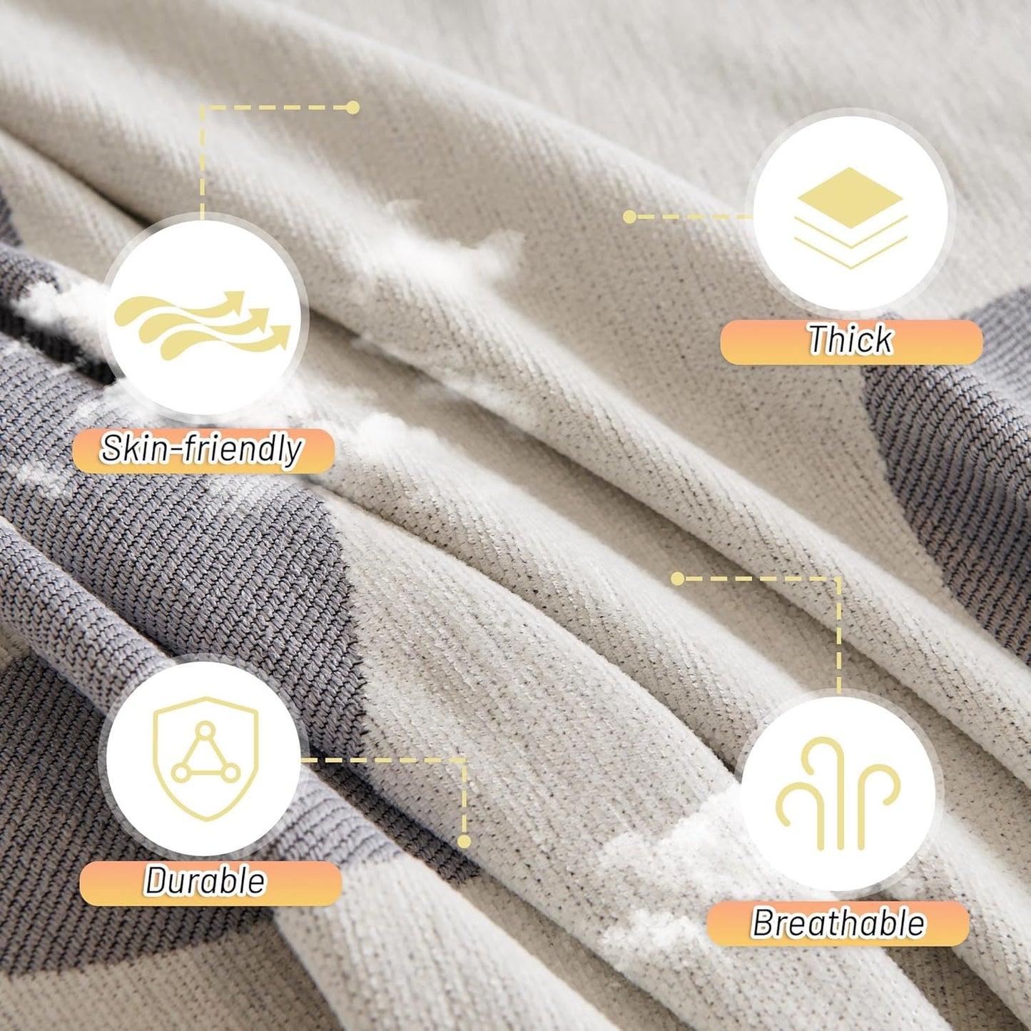 MYSKY HOME Boho Couch Cover Super Soft Couch Covers for 2-3 Cushion Couch Sofa, Modern Grey Jacquard Sofa Slipcover Loveseat Futon Cover, Couch Covers for Sectional Sofa, 71" x 134", Grey Curve