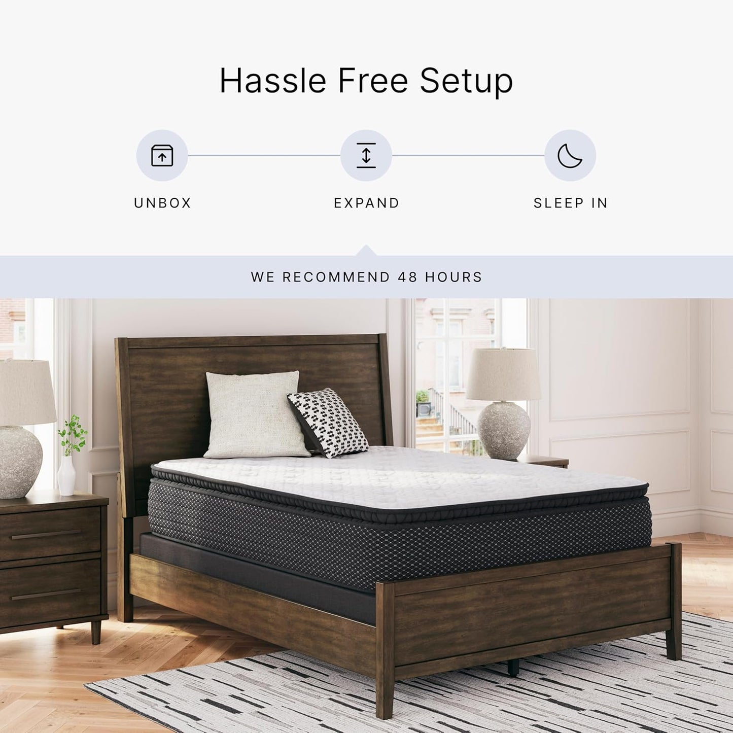 Signature Design by Ashley Limited Edition Pillow Top 13 " Pillow Top Hybrid Mattress with Gel Memory Foam, Edge Support for Cool Sleep and Pressure Relief, Queen, Fiberglass Free, Mattress In A Box