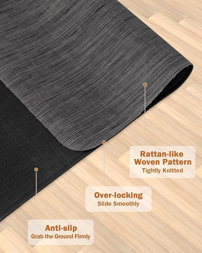 Blvornl Office Chair Mat for Hardwood Floor, 35.4"*47.2" Desk Computer Mat for Hard Wood, Large Anti-Slip Hard Floor Protector Rolling Chair Mat, PVC Desk Rug for Office Black