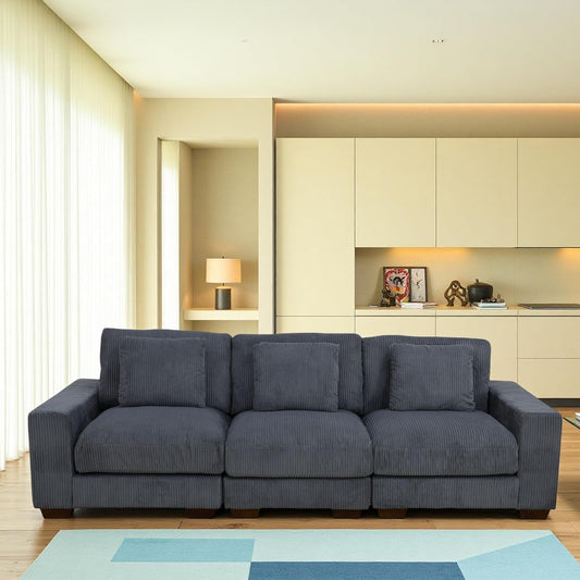 Sectional Couches for Living Room, Stylish Sectional Loveseat Sofa with Deep Seats, Living Room Furniture Home Sofa for Small Space, Warm Gray