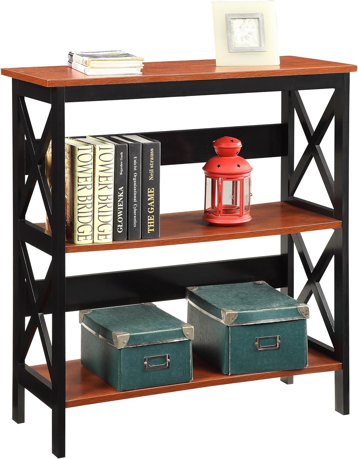 Convenience Concepts Oxford 3 Tier Bookcase, Cherry / Black